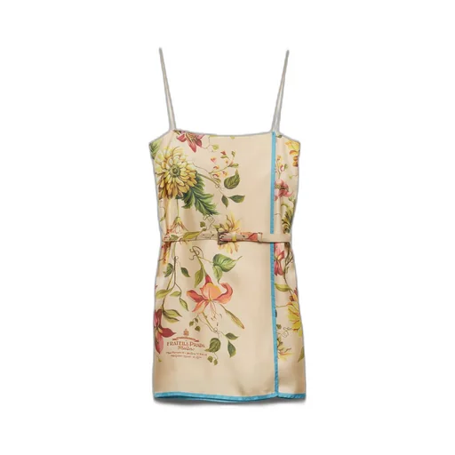 Printed silk twill mini-dress