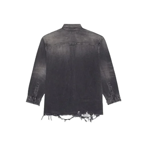 Ripped Denim Shirt Male Black