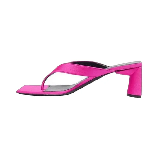 Double Square Flip Toe Design High Heels Sandals Pink