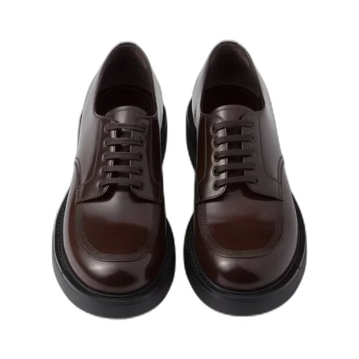 Brushed leather derby shoes