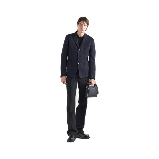 Single-breasted cashmere and wool jacket