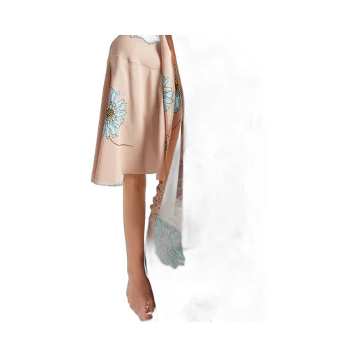 Printed sablé dress with scarf collar