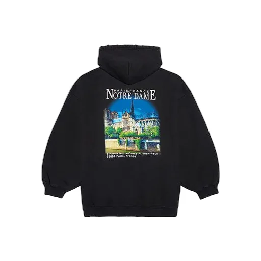 Classic Printing Loose Hoodie Black