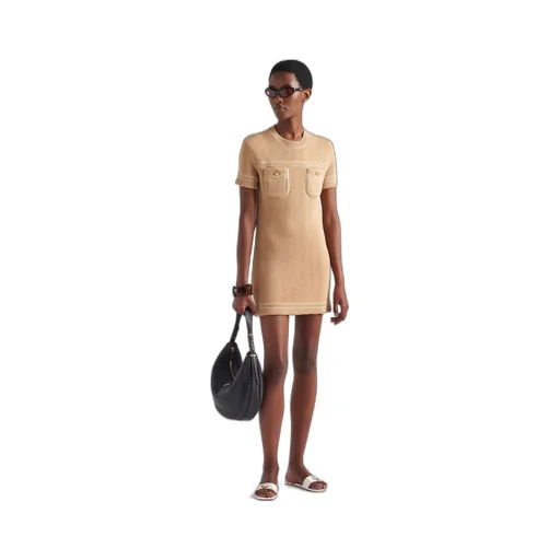 Cotton crew-neck dress