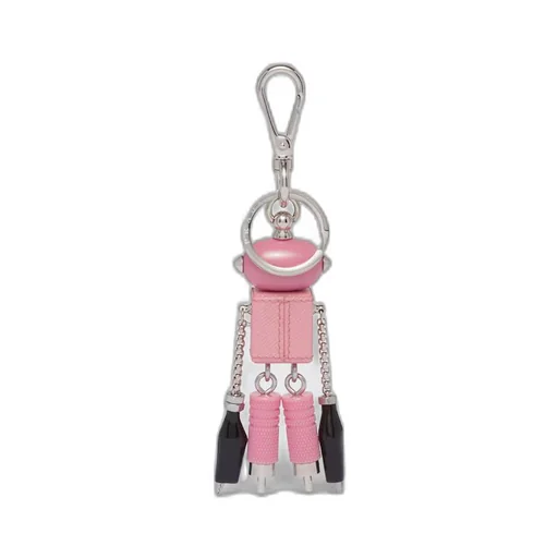Saffiano leather robot keychain trick