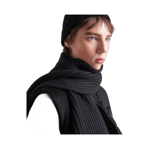 Re-Nylon gabardine and wool scarf