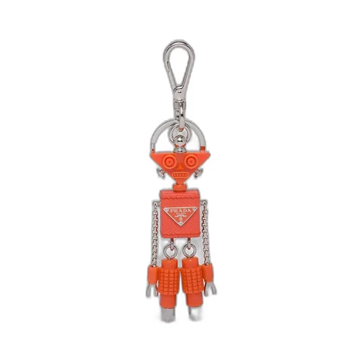 Saffiano leather robot trick keychain