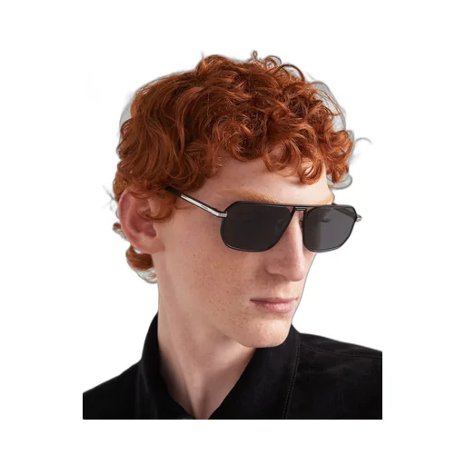 Sunglasses with iconic metal plaque