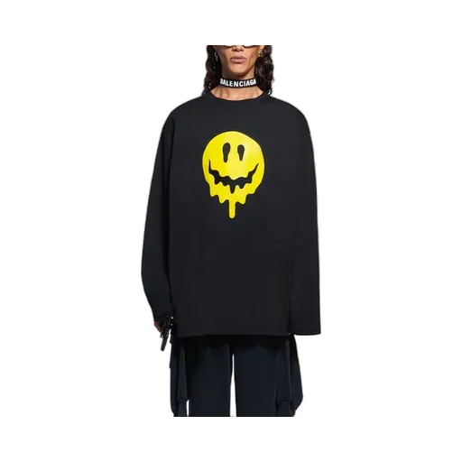 Unisex Printing Round-neck Swea Black
