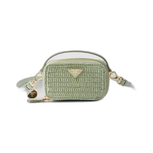 Crochet and leather mini-pouch