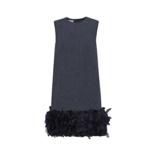Embroidered wool mini-dress