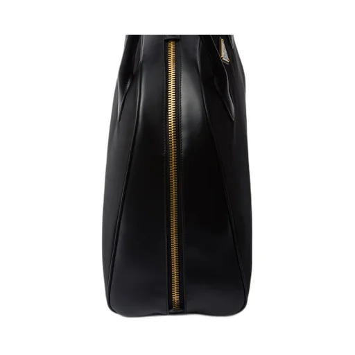 Large Re-Nylon and leather top-handle bag