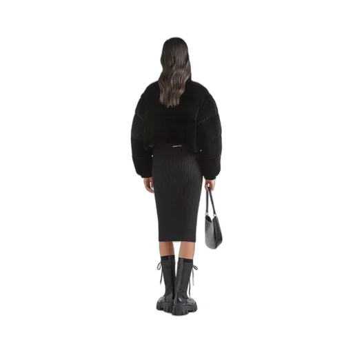 Convertible cropped velvet down jacket