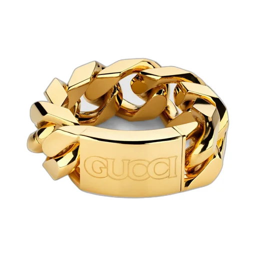 Chain ring with Gucci script tag