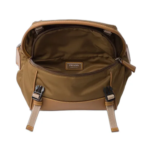 Re-Nylon and leather shoulder bag