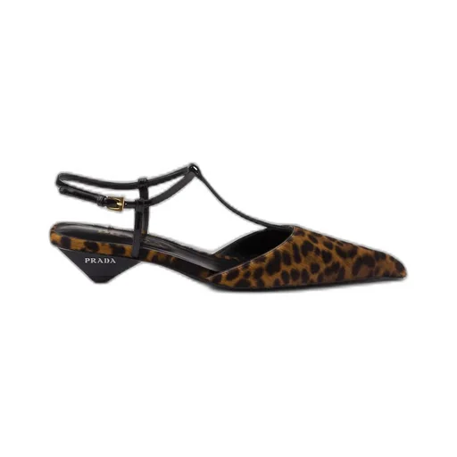 Printed leather slingback pumps