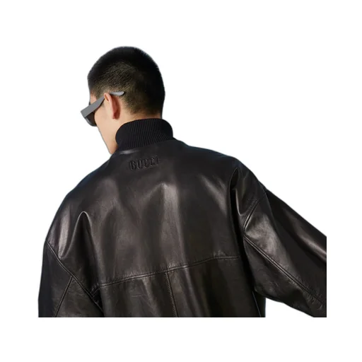 Leather bomber jacket