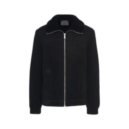 Shearling and knit jacket