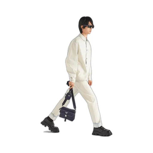 Re-Nylon and Saffiano leather shoulder bag