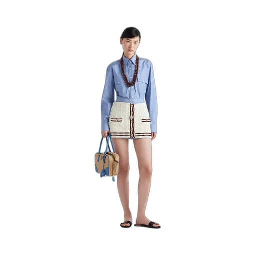 Striped chambray miniskirt
