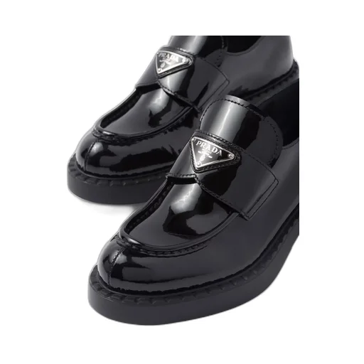 Chocolate patent leather loafers