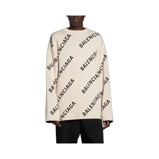 All Over Logo Crewneck Wool Knit Sweater