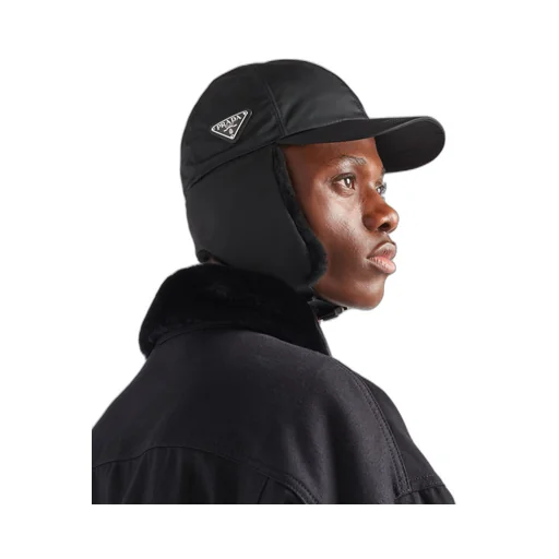 Re-Nylon and shearling hat