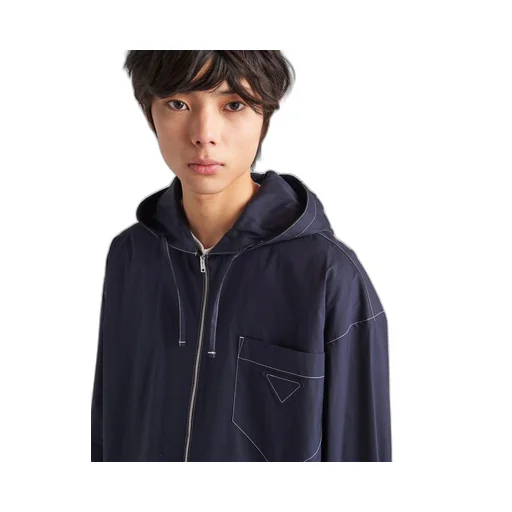 Stretch cotton shirt with hood