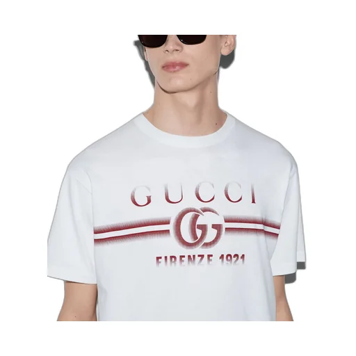 Cotton jersey T-shirt with Gucci print