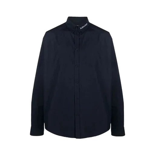 Logo Collar Long Sleeve Button Down Shirt