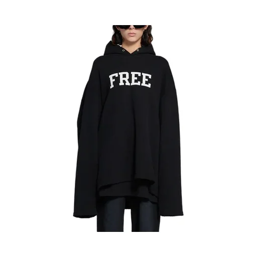 Unisex Free Letter Printing Sweatshirt Black