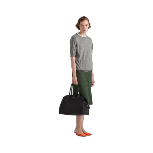 Large leather tote bag with buckles
