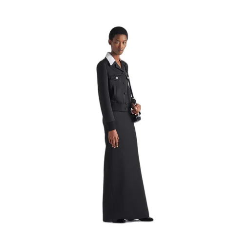 Long wool satin skirt