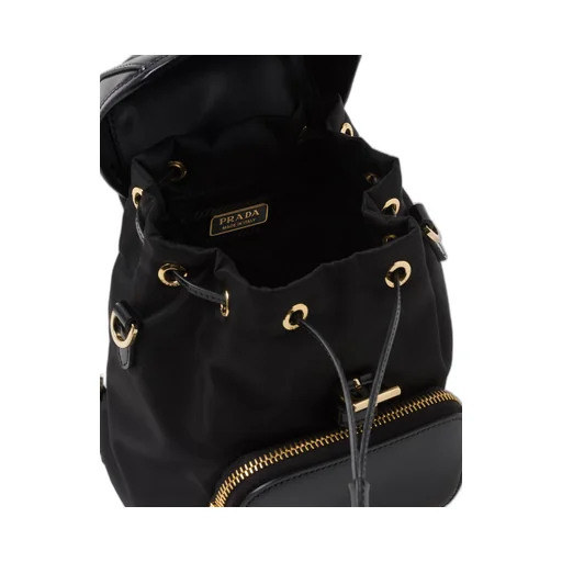 Small Re-Nylon and brushed leather backpack