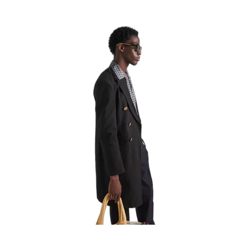 Double-breasted technical cotton coat
