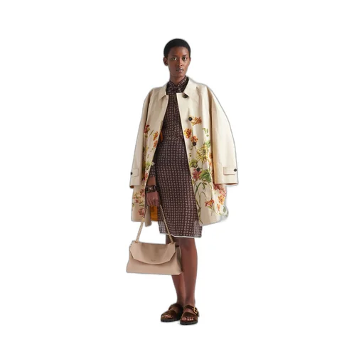 Printed cotton single-breasted coat