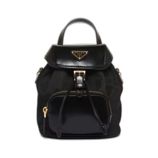 Small Re-Nylon and brushed leather backpack