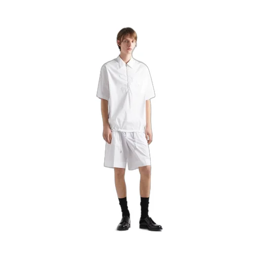 Short-sleeve stretch cotton shirt