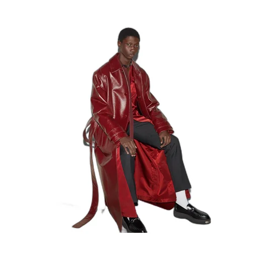 Shiny leather trench coat