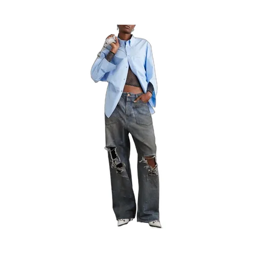Patched Pockets Baggy Jeans