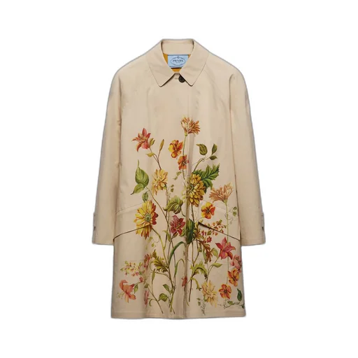 Printed cotton single-breasted coat