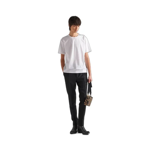 Stretch cotton T-shirt with logo