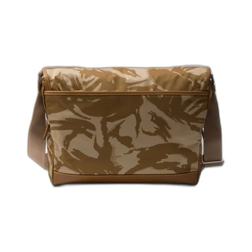 Printed Re-Nylon and leather shoulder bag