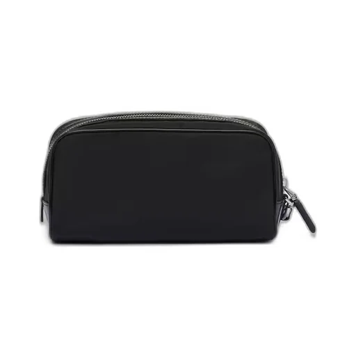 Re-Nylon and brushed leather pouch