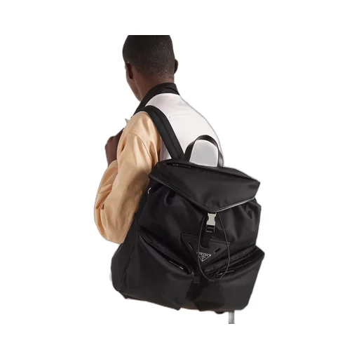 Re-Nylon and leather backpack