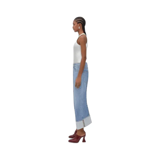 Curved Shape Vintage Indigo Denim