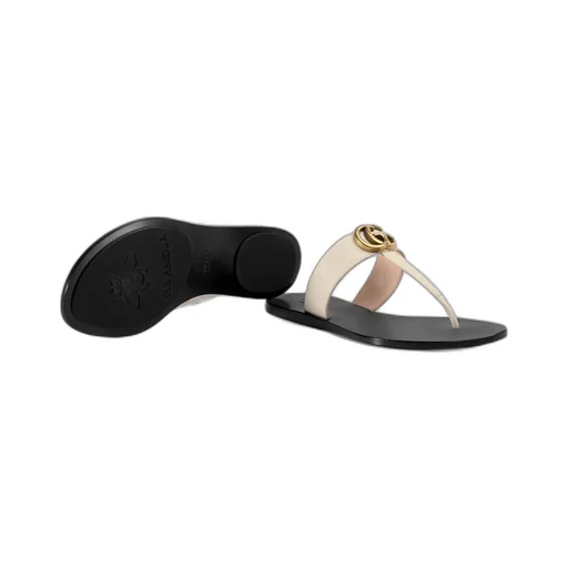 Leather thong sandal with Double G