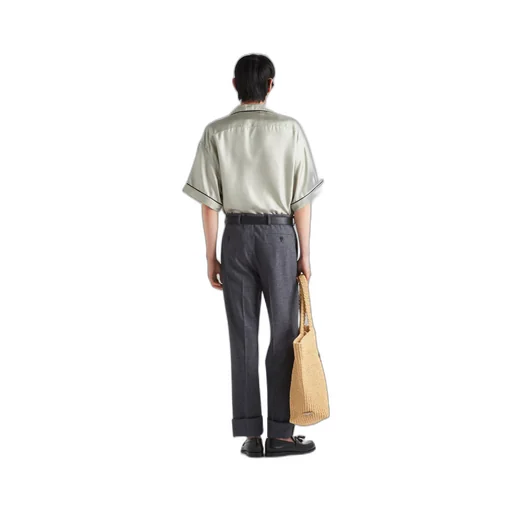 Short-sleeved silk twill shirt