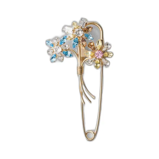 Metal brooch with crystals