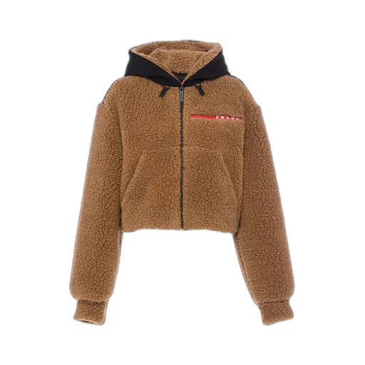 Cropped double fleece jacket
